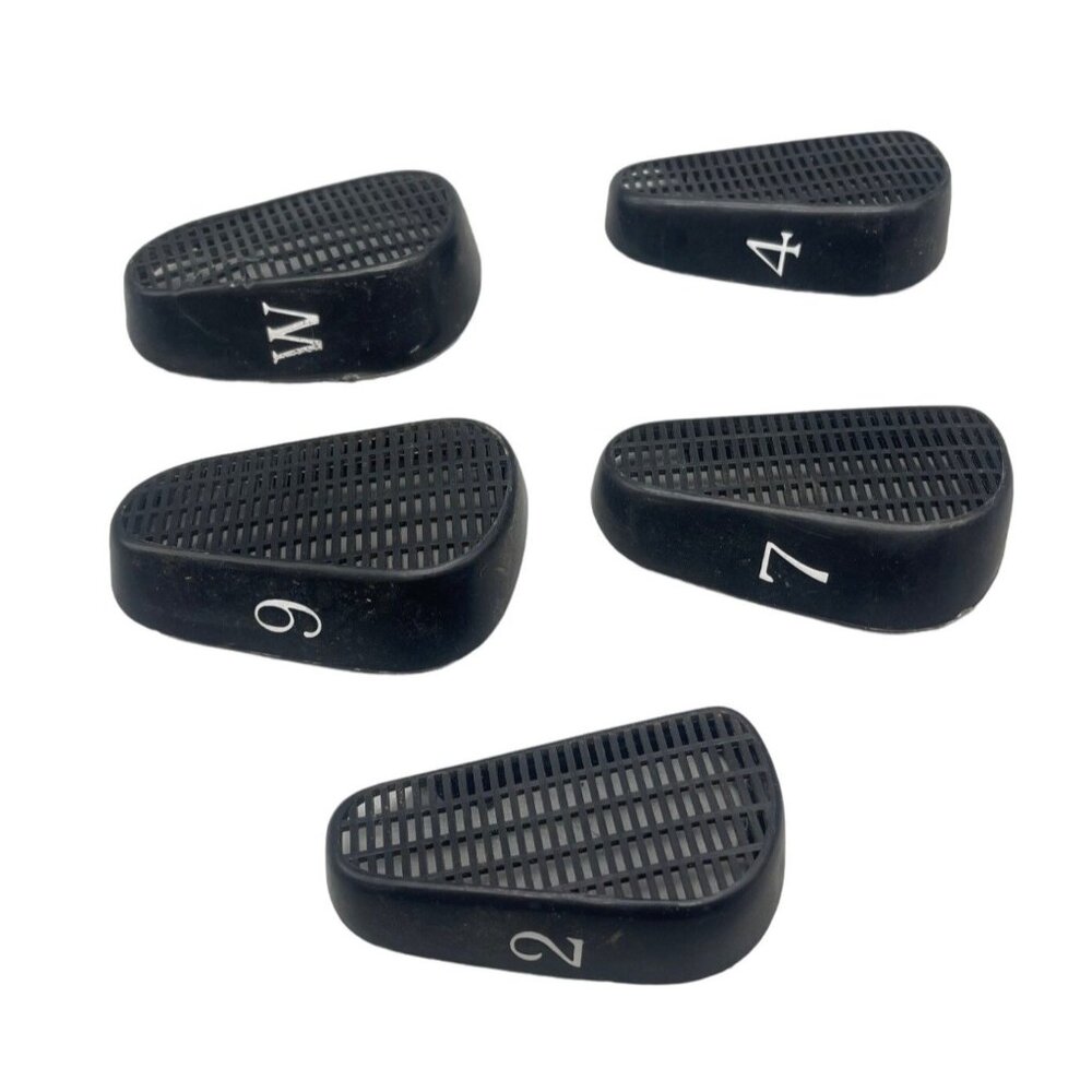 golf iron head covers set of 6 black w 7 6 2 4 5 plastic vents READ